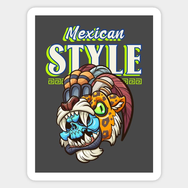 Mexican Style Jaguar Warrior Aztec Warrior Mexicano Mexican Pride Sticker by Tip Top Tee's